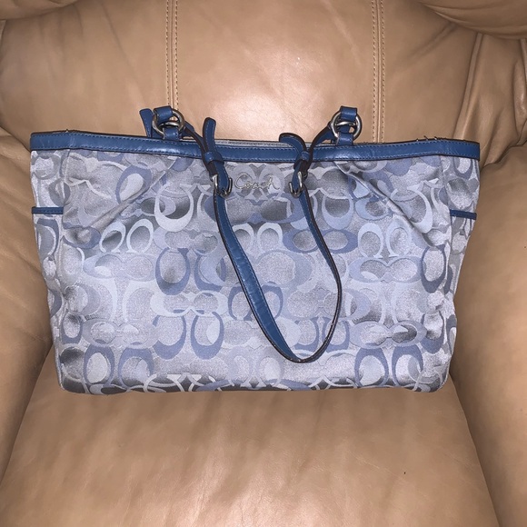 Coach Handbags - Coach Large Blue Signature Tote